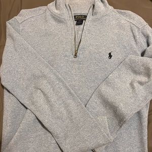 Blue Polo Zip Up Pullover